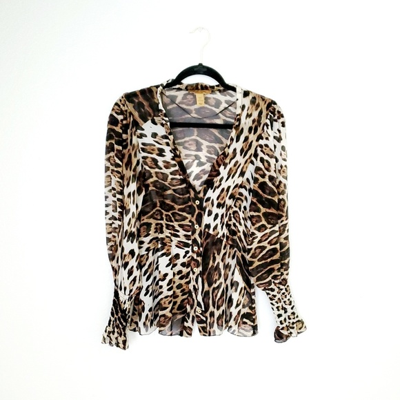 Roberto Cavalli Tops - Roberto Cavalli at H&M Silk Leopard Blouse